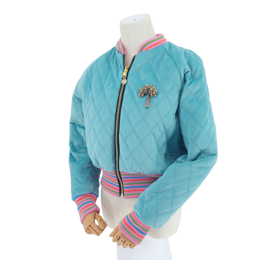 Small Aqua Quilted Velvet
