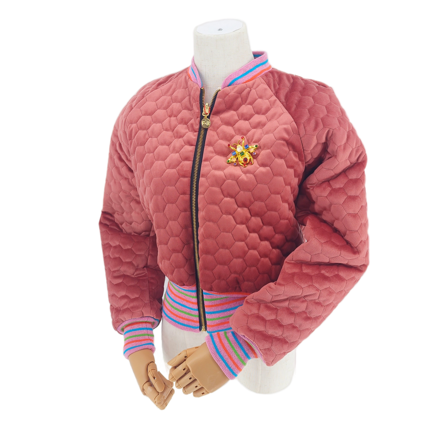 Small Rose Pink Quilted Velvet
