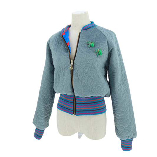 Small Light Blue Quilted Velvet