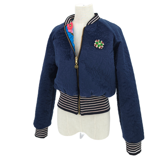 Small Midnight Navy Quilted Velvet