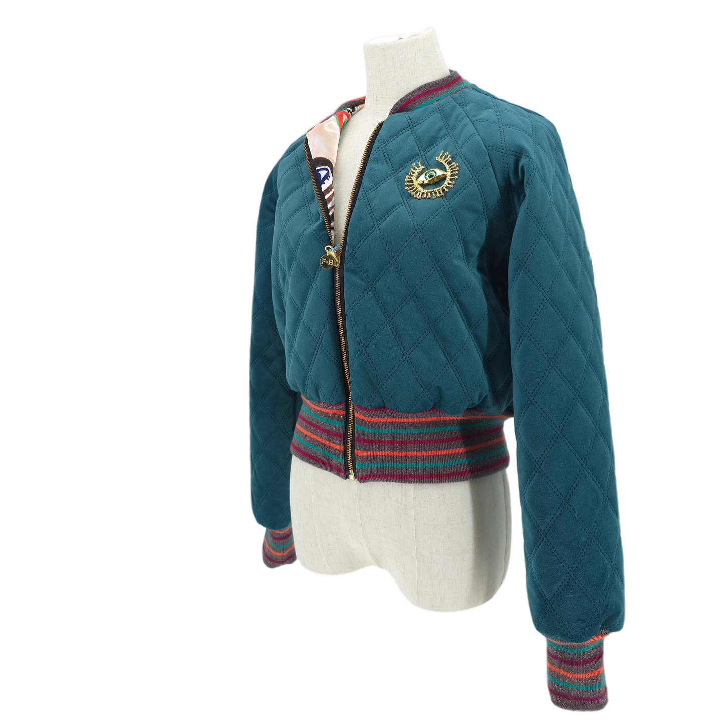 Small Teal Quilted Velvet