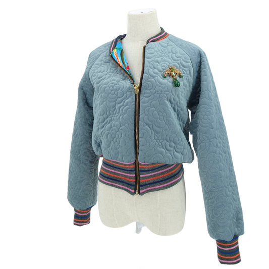 Small Light Blue Quilted Velvet