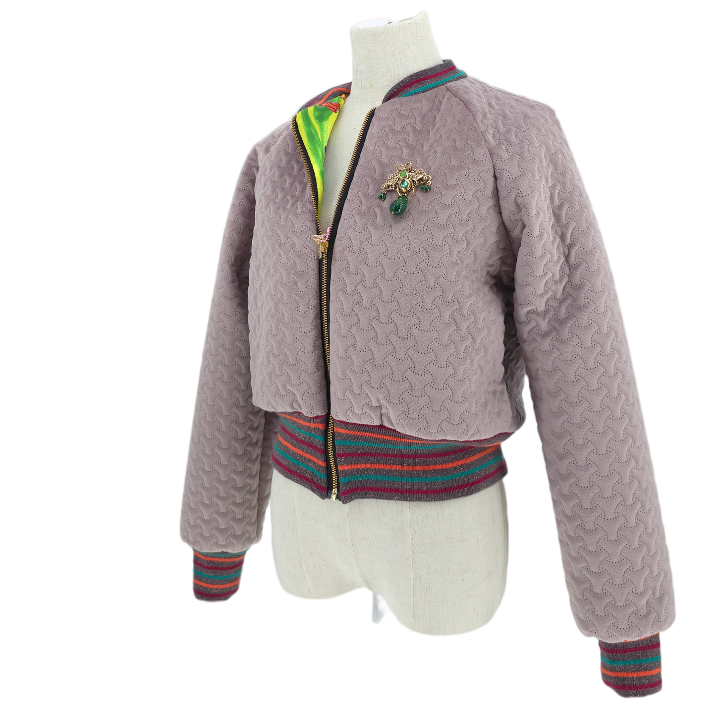 Small Pale Pink Quilted Velvet