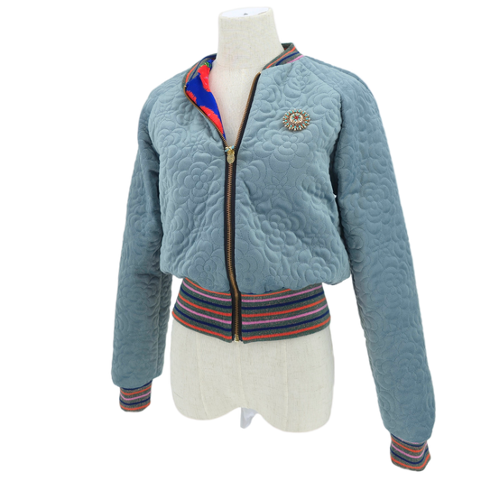 Medium Light Blue Quilted Velvet