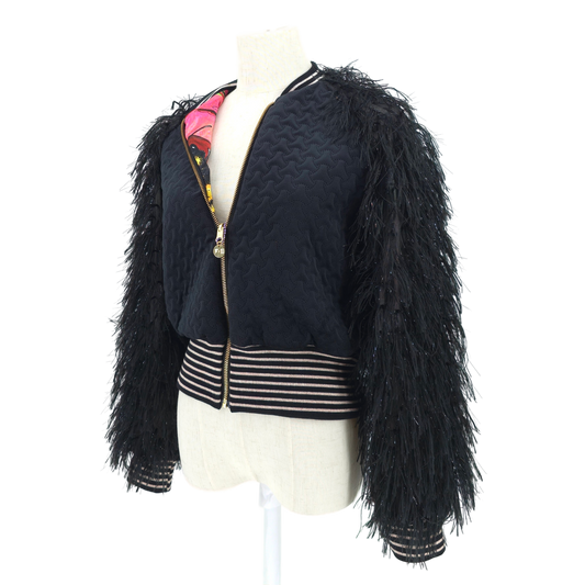 Medium Black Feather Like Sleeves