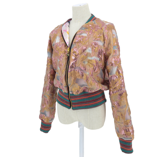 Large Brass and Pink Metallic Brocade