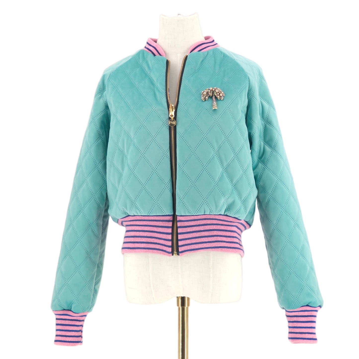 Large Aqua Quilted Velvet