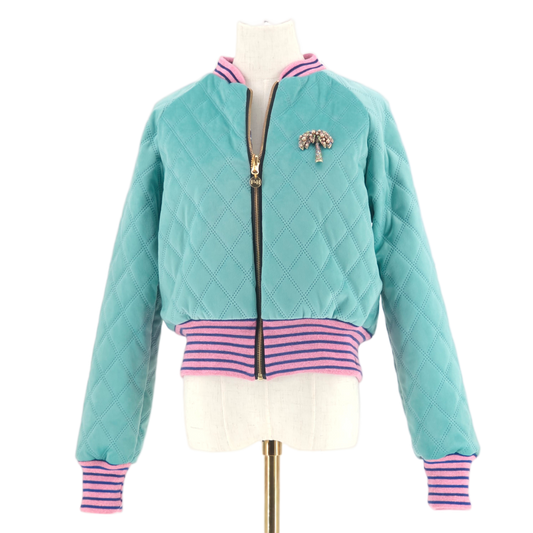 Large Aqua Quilted Velvet