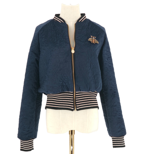 Large Midnight Navy Quilted Velvet