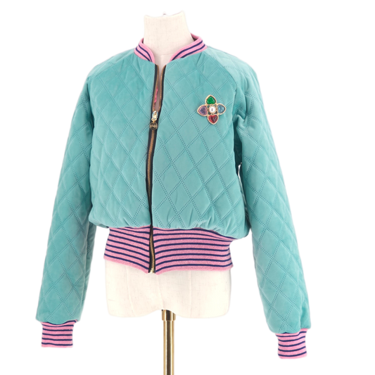 Large Aqua Quilted Velvet
