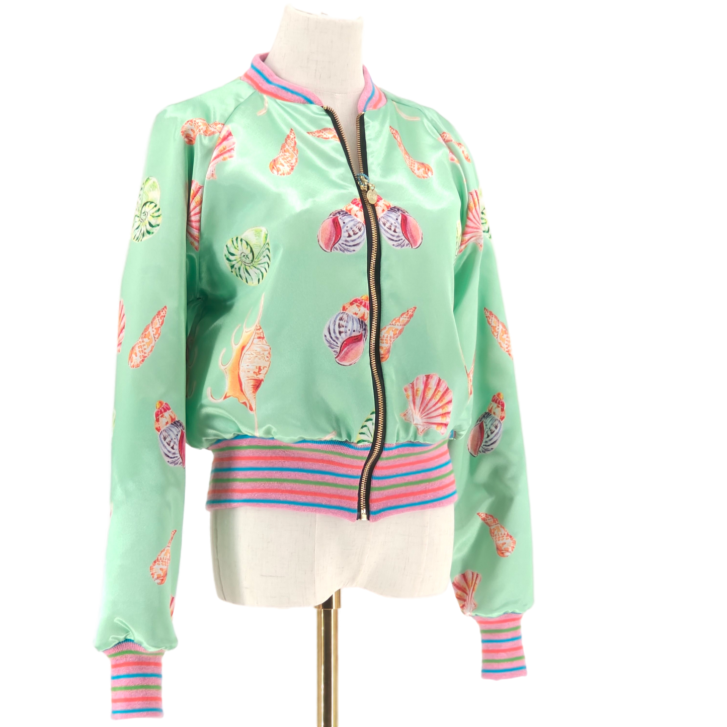 Large Mint, Gold and Pink Brocade