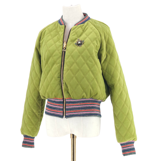 Large Dirty Lime Quilted Velvet