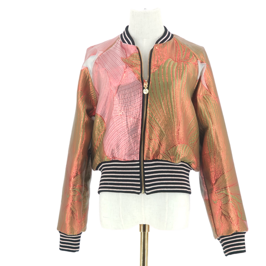 Medium Green, Gold and Pink Brocade