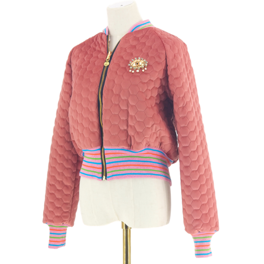Medium Rose Pink Quilted Velvet