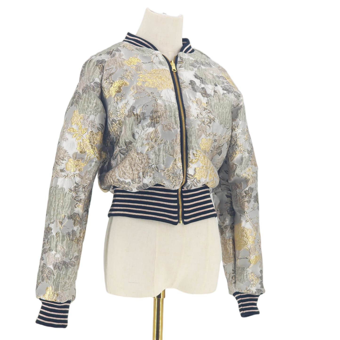 Small Silver and Gold Flower Brocade