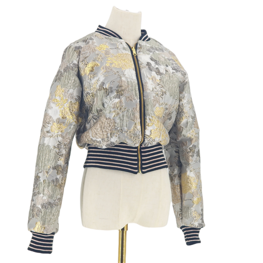 Small Silver and Gold Flower Brocade