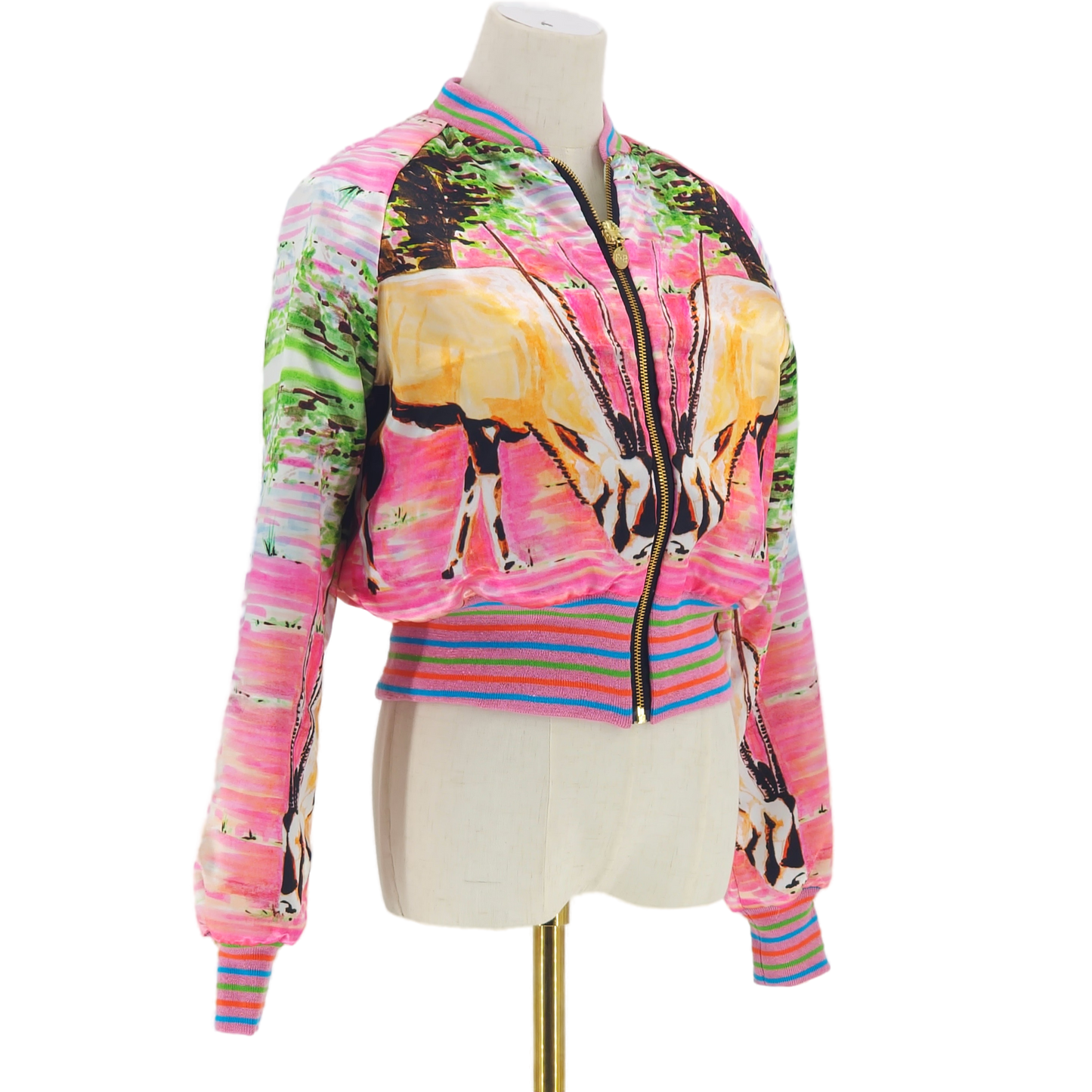 Small Mint, Pink and Gold Brocade