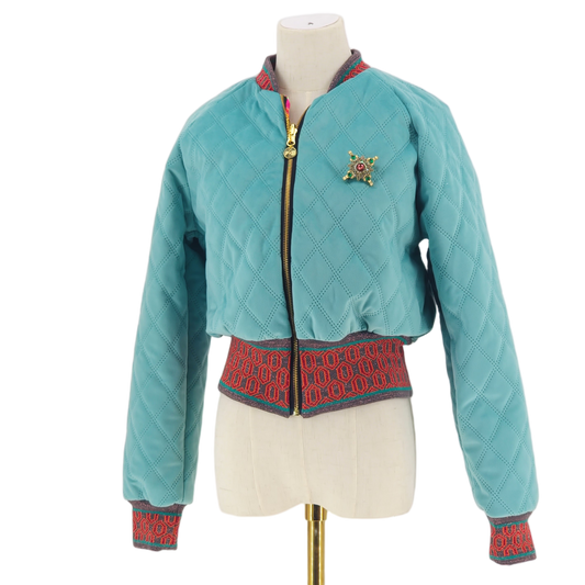 Medium Aqua Quilted Velvet