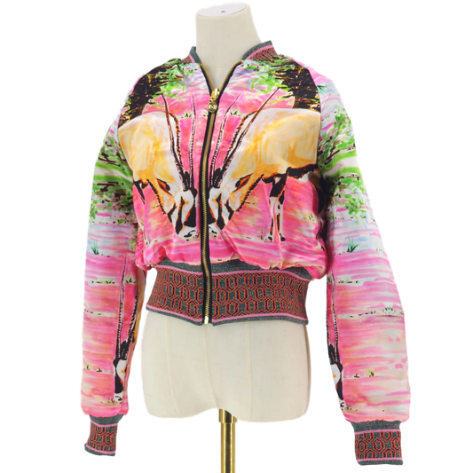 Medium Yellow, Mint Green and Pink Brocade