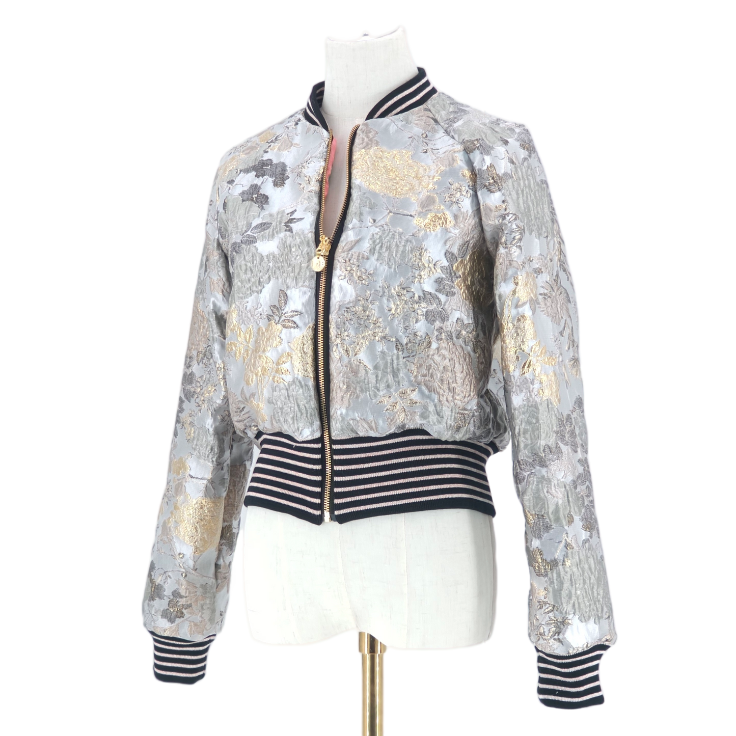 Small Silver and Gold Flower Brocade