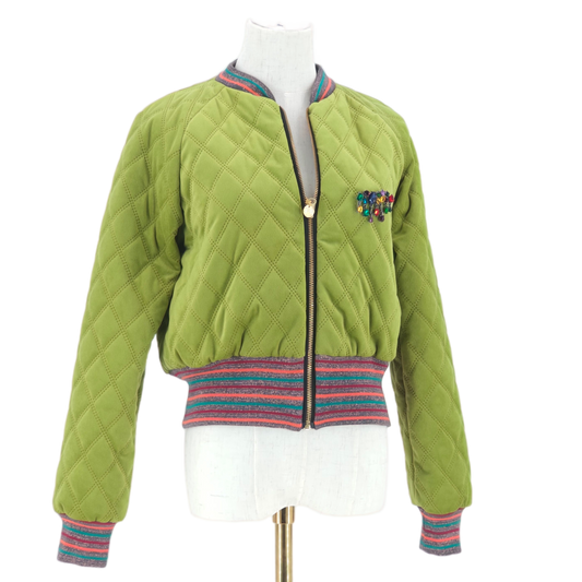 Small Dirty Lime Quilted Velvet