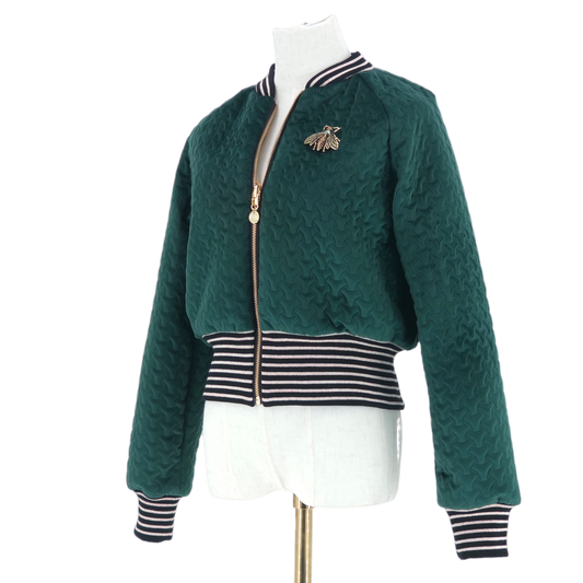 Small Bottle Green Quilted Velvet