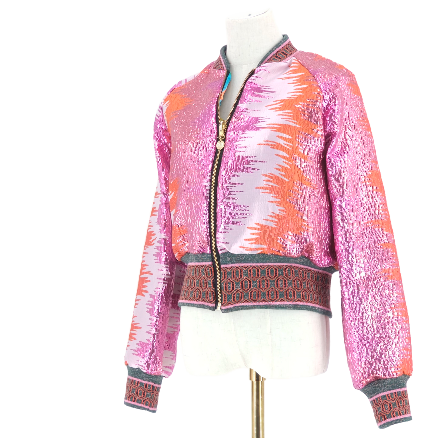 Medium Glowing Metallic Pink and Orange Brocade