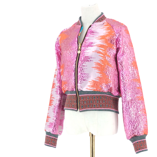 Medium Glowing Metallic Pink and Orange Brocade