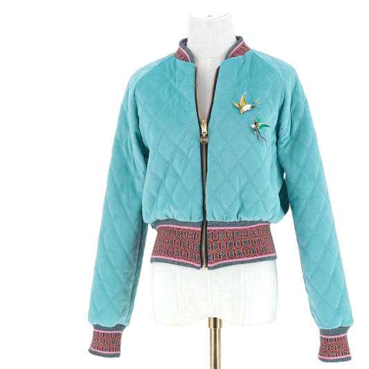 Medium Aqua Quilted Velvet