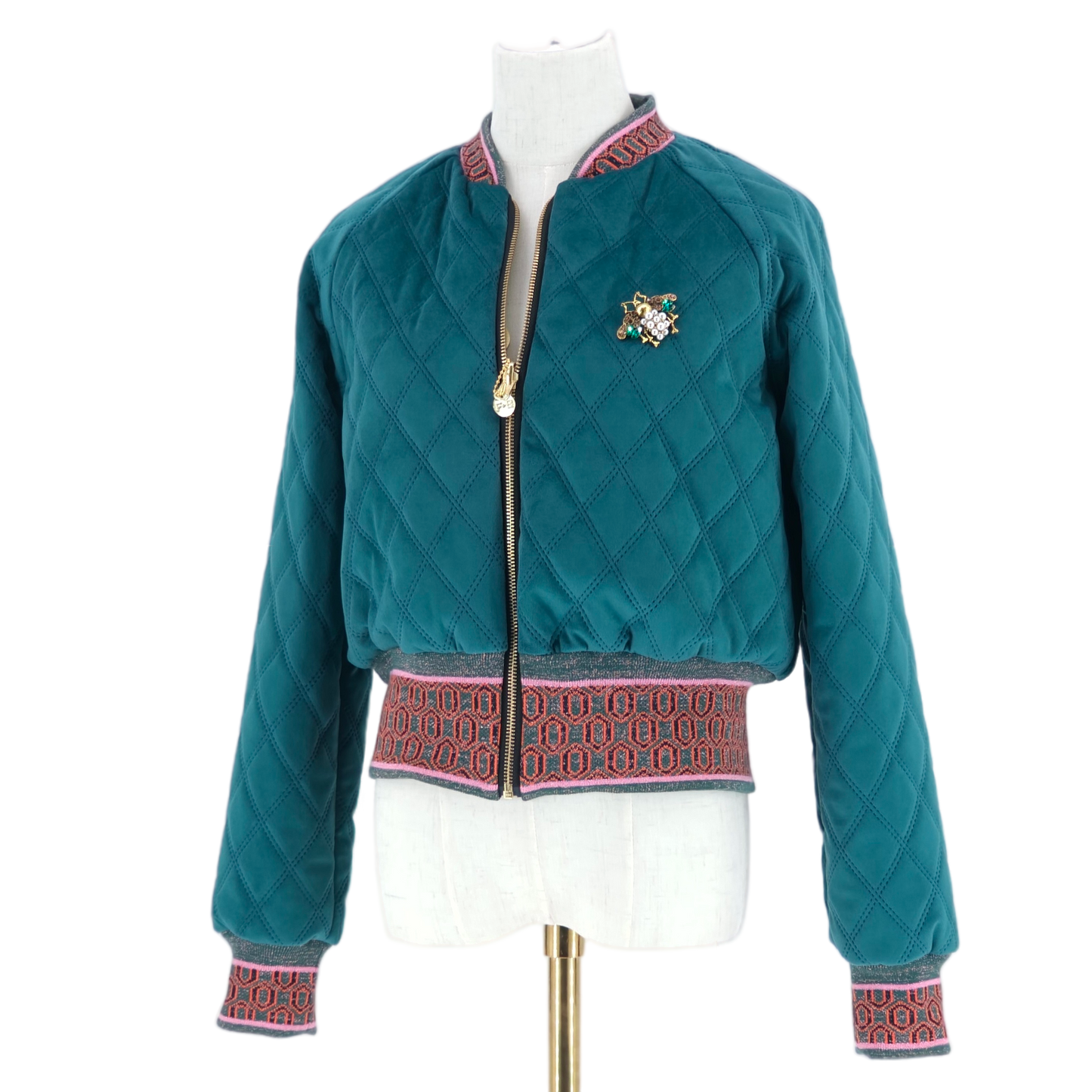 Medium Teal Quilted Velvet