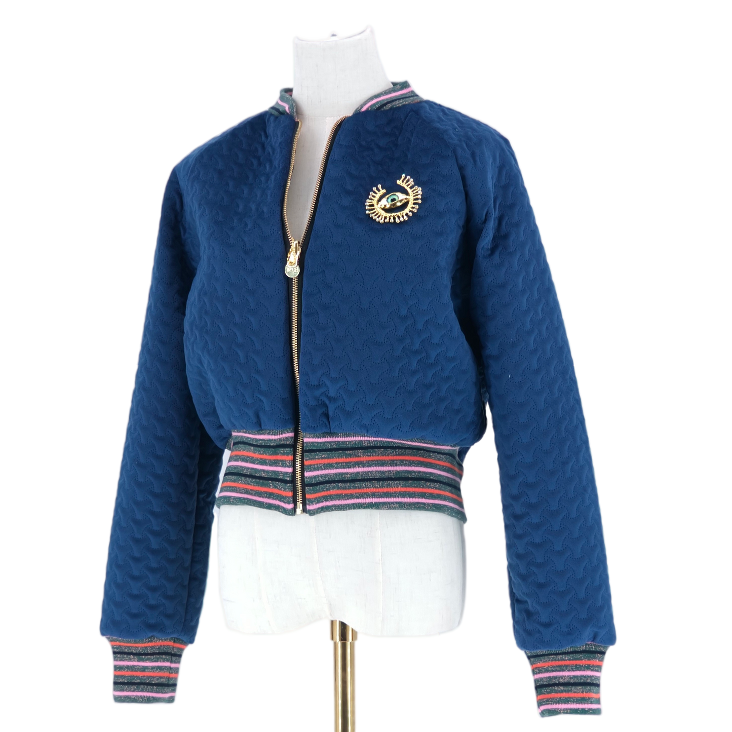 Medium Navy Quilted Velvet