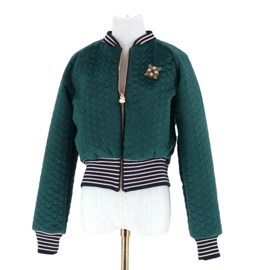 Medium Bottle Green Quilted Velvet