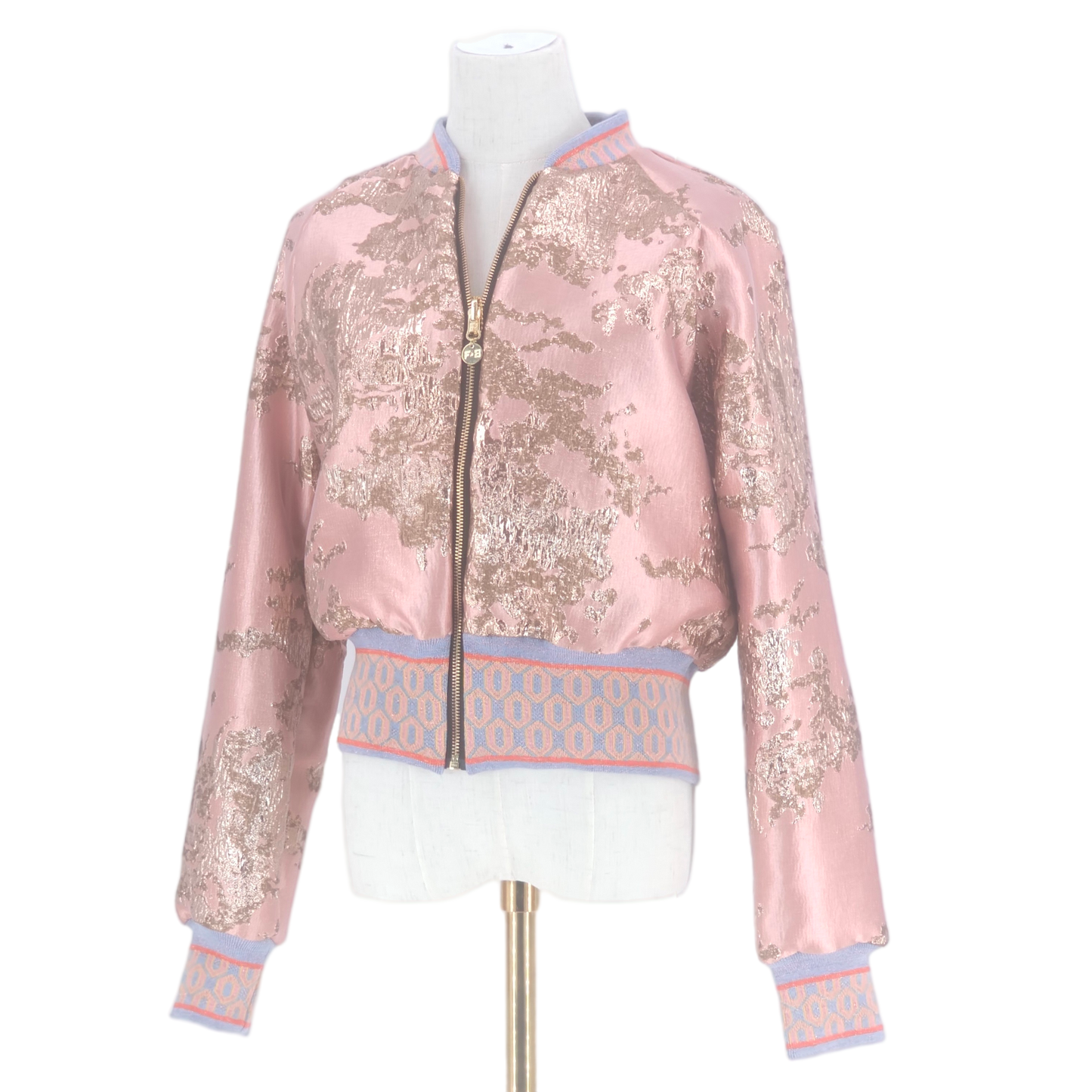 Large Blush Pink and Gold Brocade