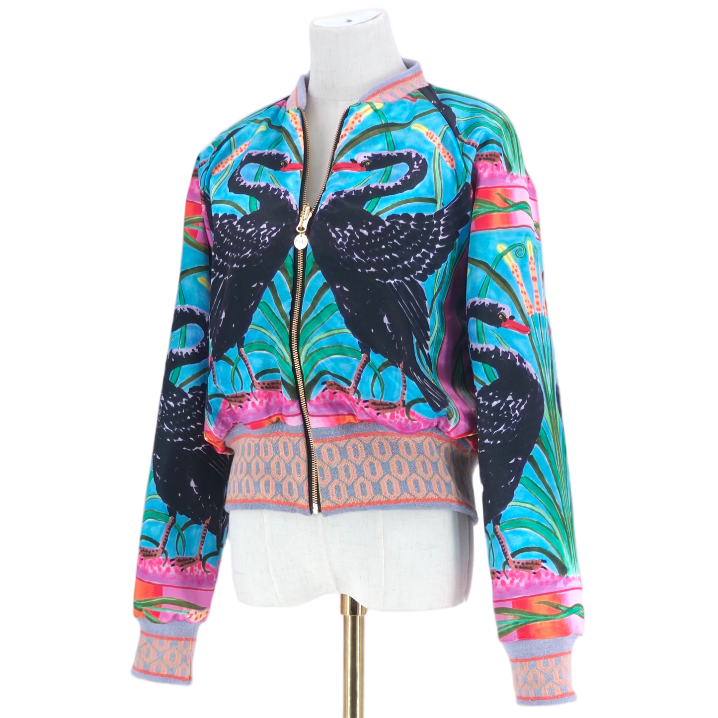 Large Gold and Teal Flower Brocade