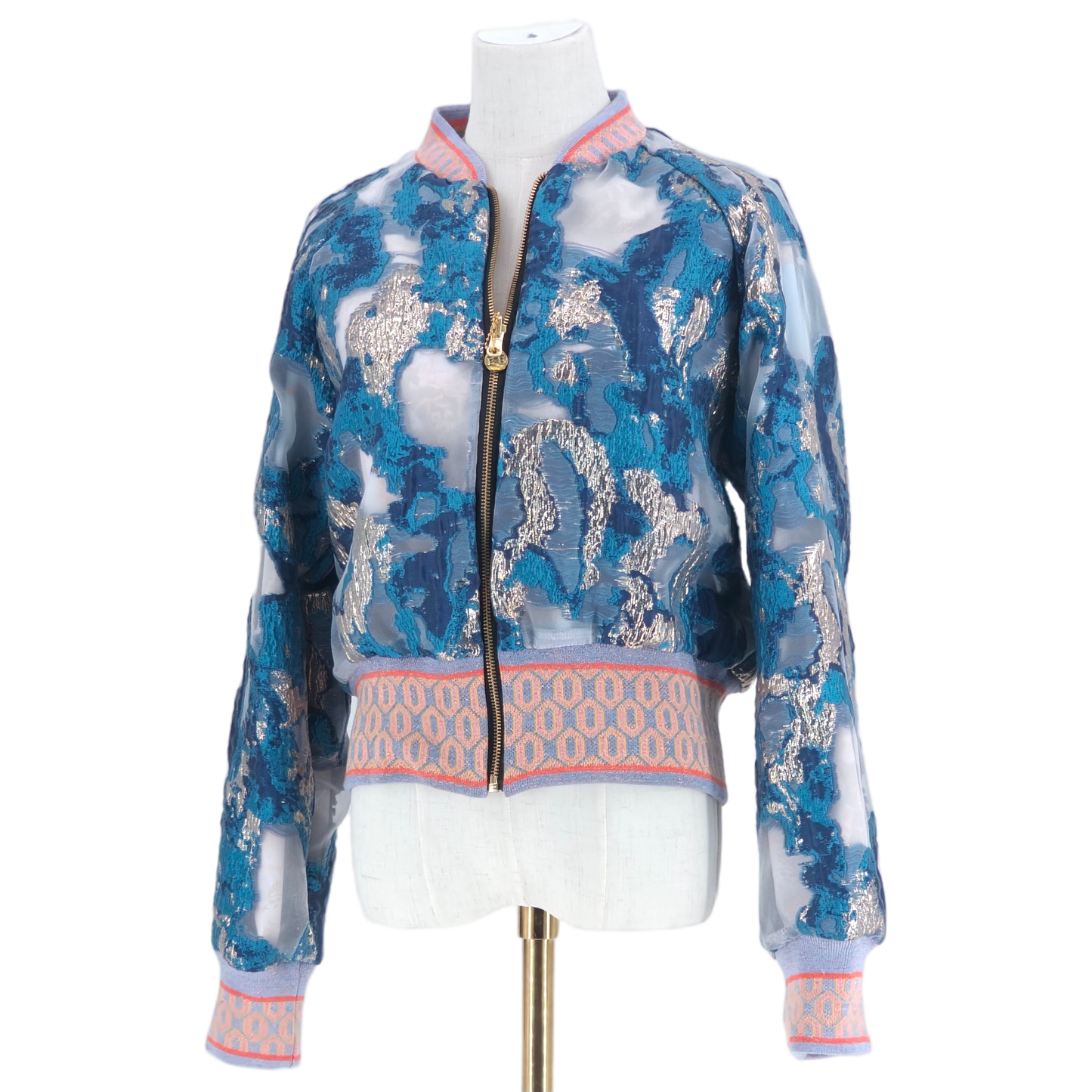 Large Shades of Royal Blue Brocade