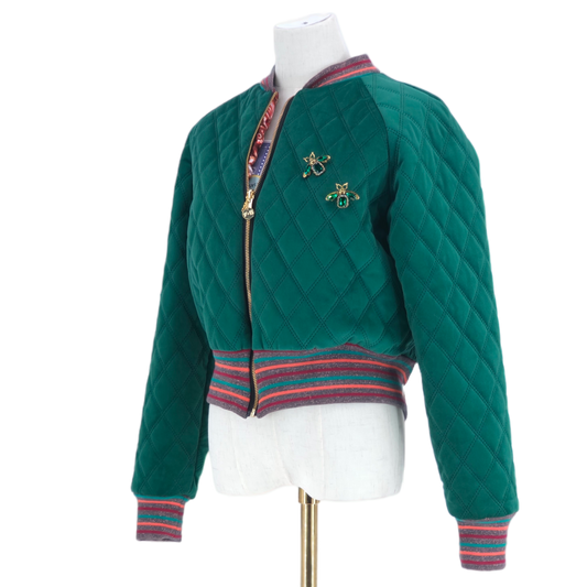 Large Emerald Quilted Velvet