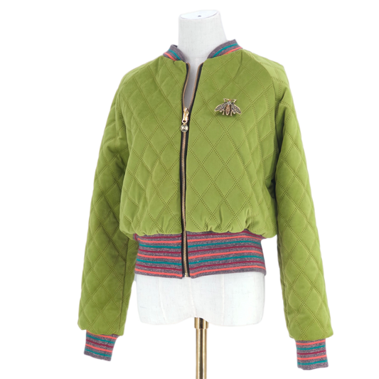 Large Dirty Lime Quilted Velvet