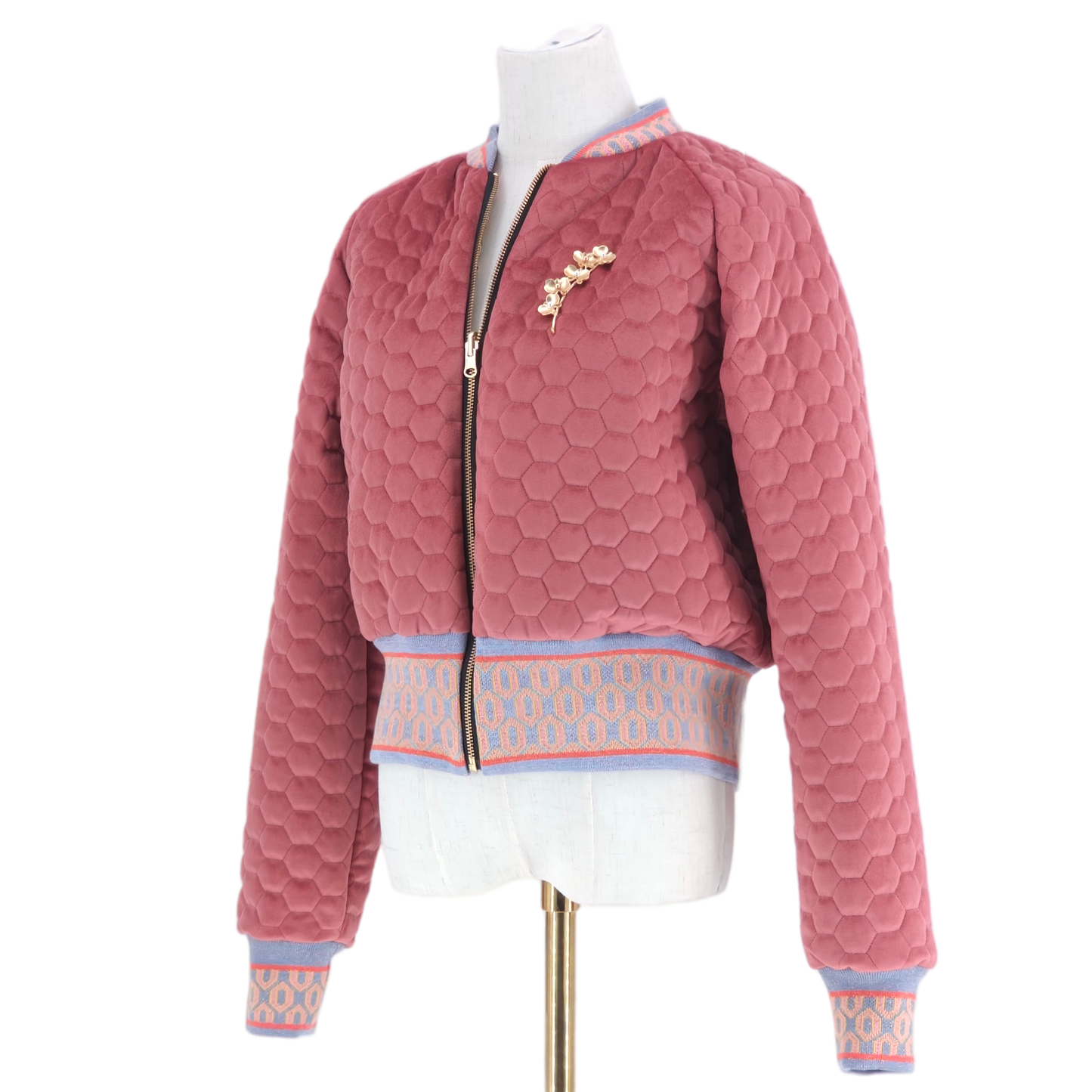 Large Rose Pink Quilted Velvet