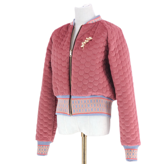 Large Rose Pink Quilted Velvet