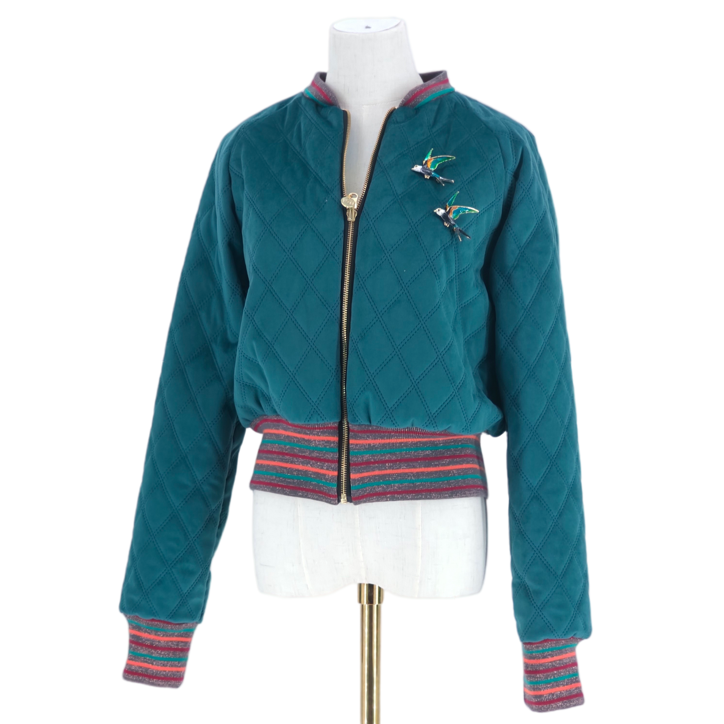Large Teal Quilted Velvet