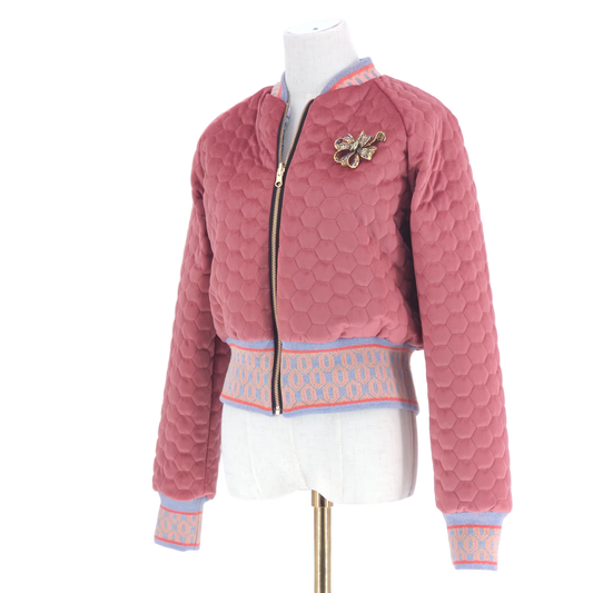 Medium Rose Pink Quilted Velvet