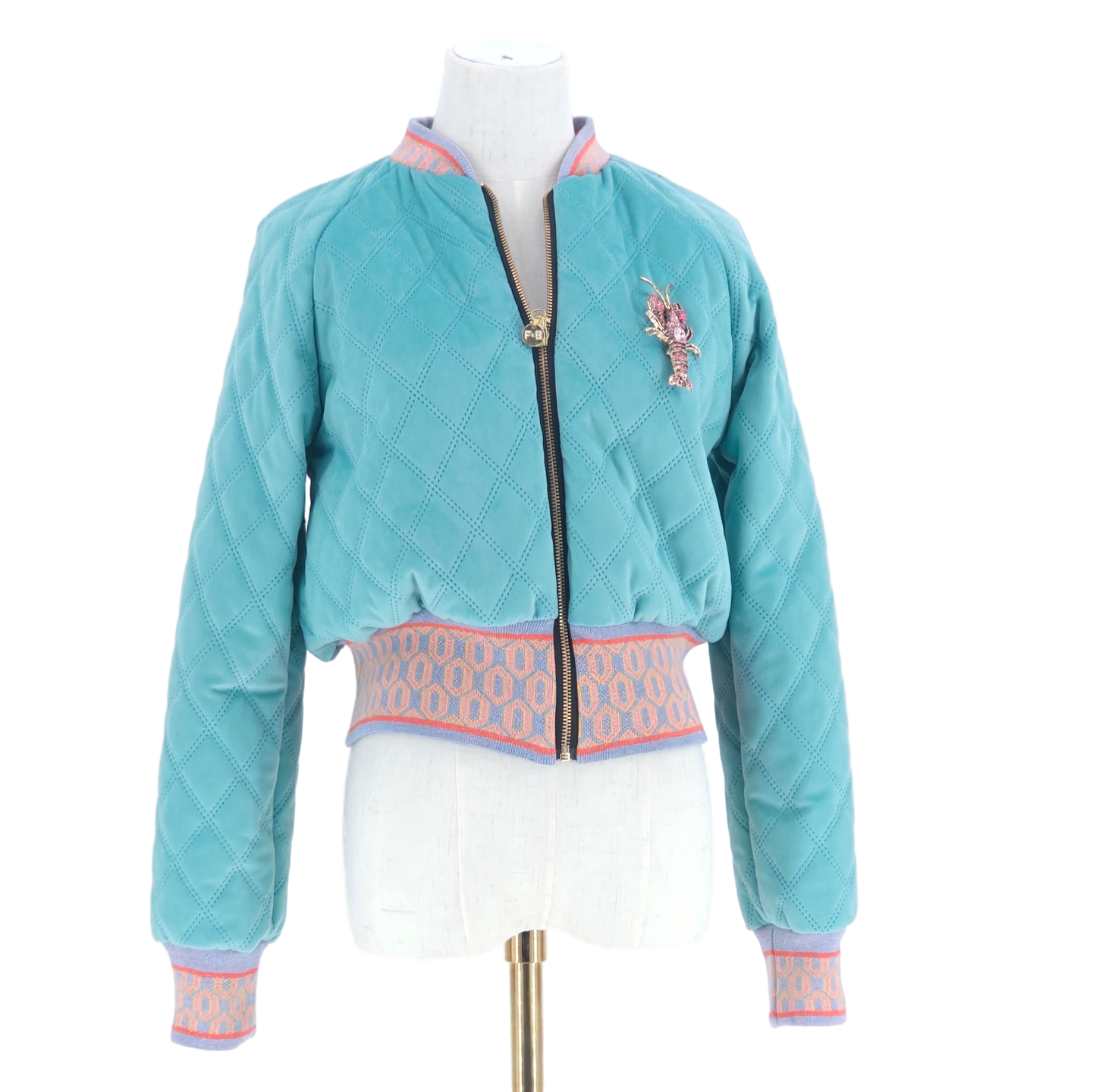 Small Aqua Quilted Velvet