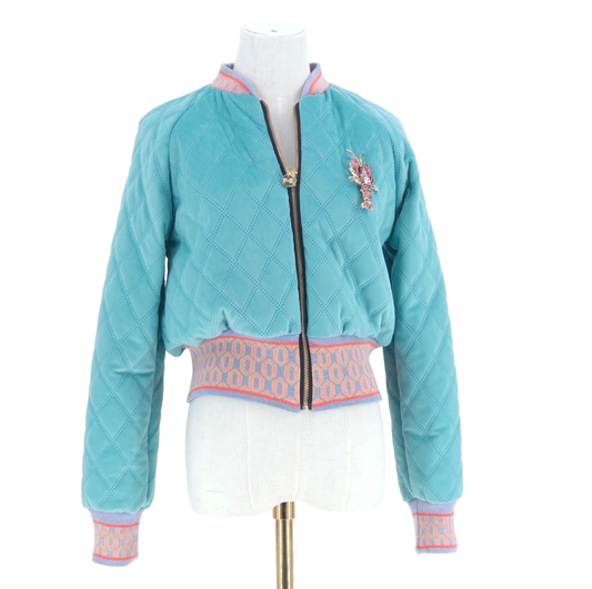 Small Aqua Quilted Velvet