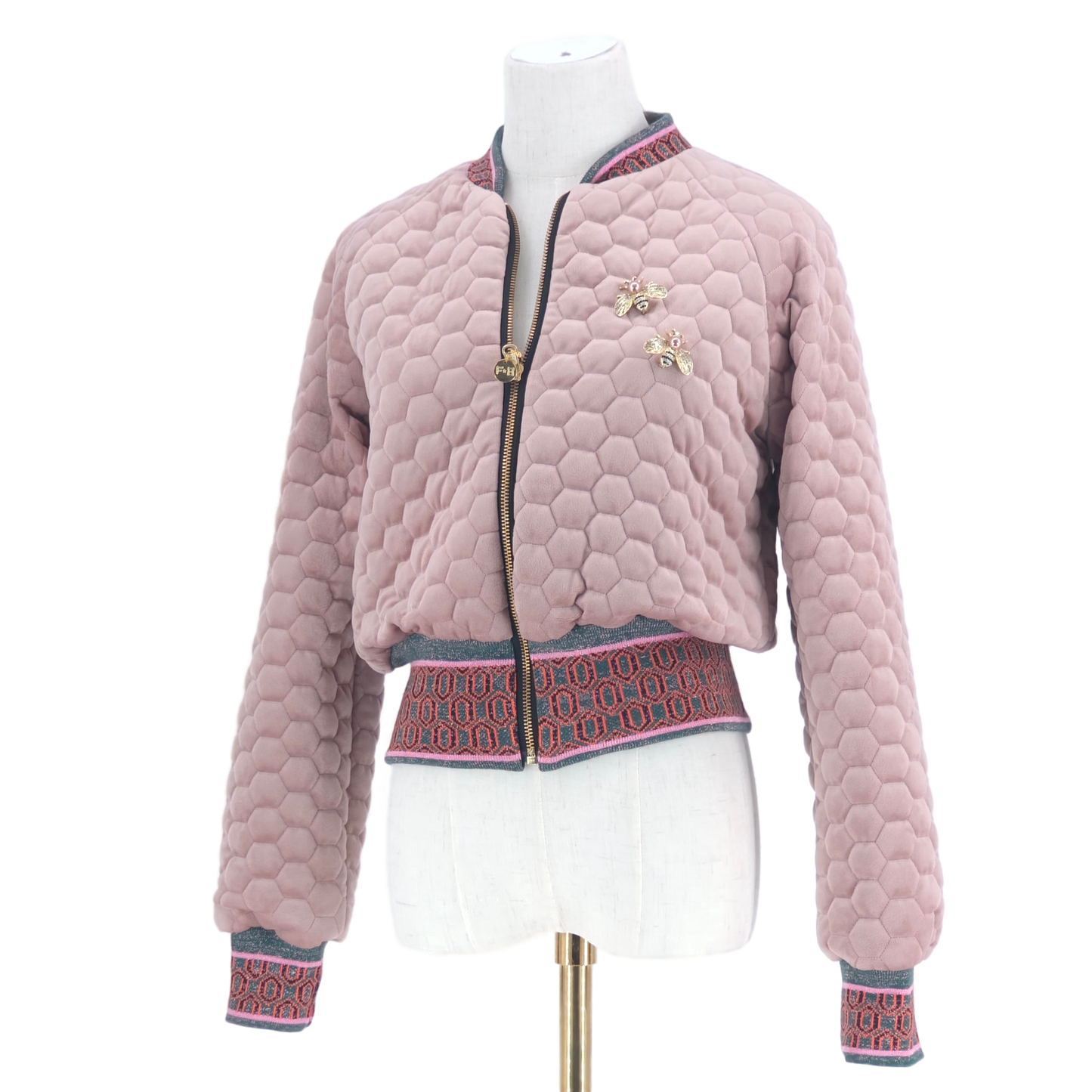 Small Pale Pink Quilted Velvet
