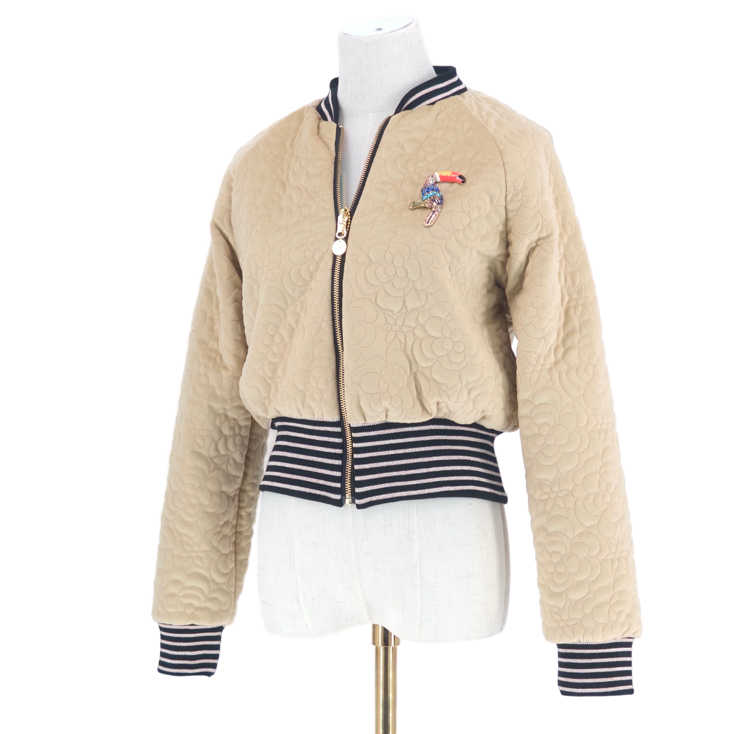 Small Champagne Quilted Velvet