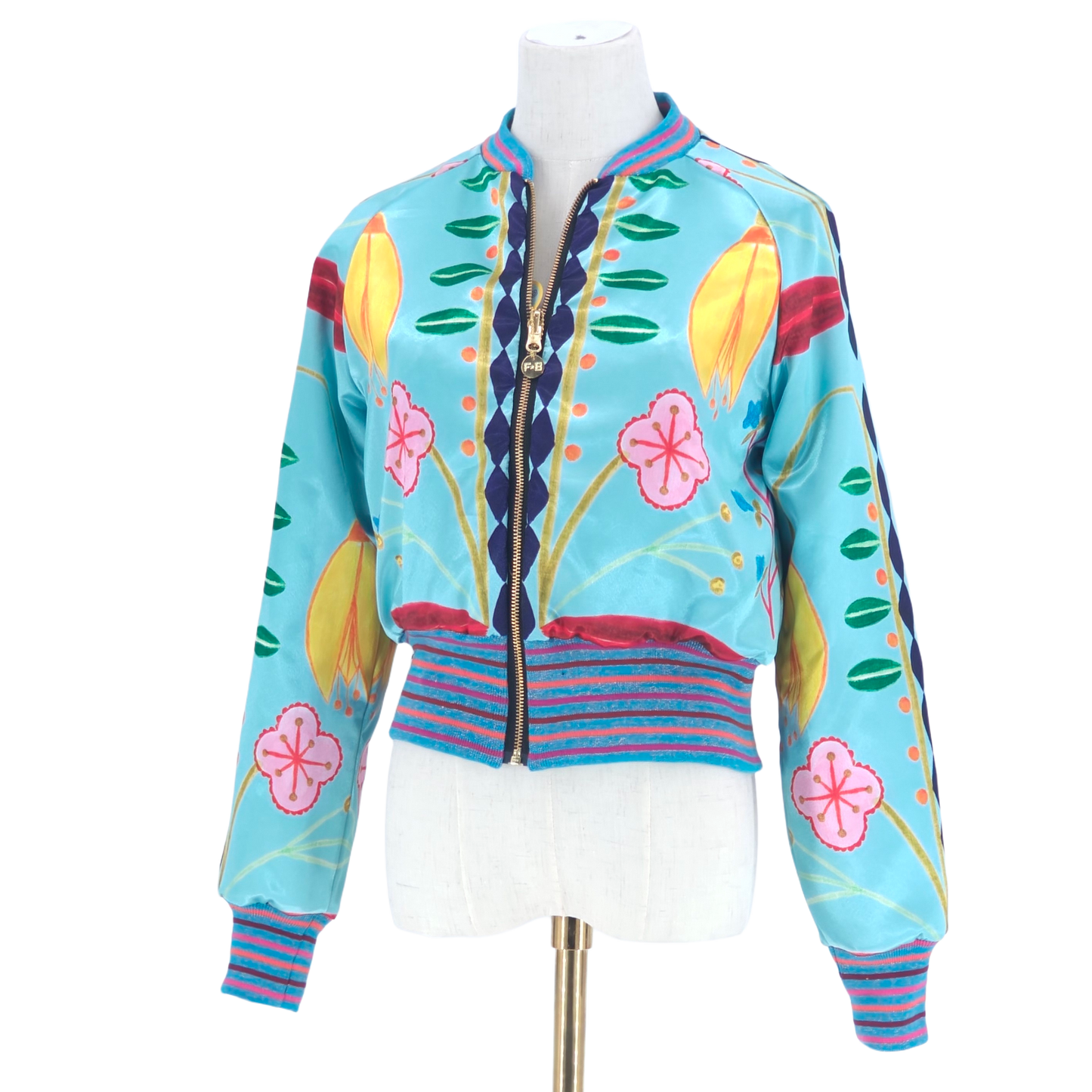 Small Teal and Gold Flower Brocade