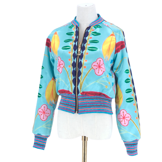 Small Teal and Gold Flower Brocade