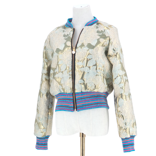 Small Teal and Gold Flower Brocade