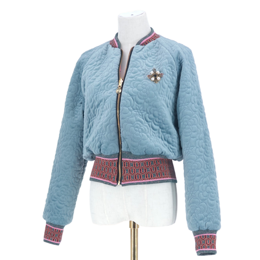 Medium Light Blue Quilted Velvet