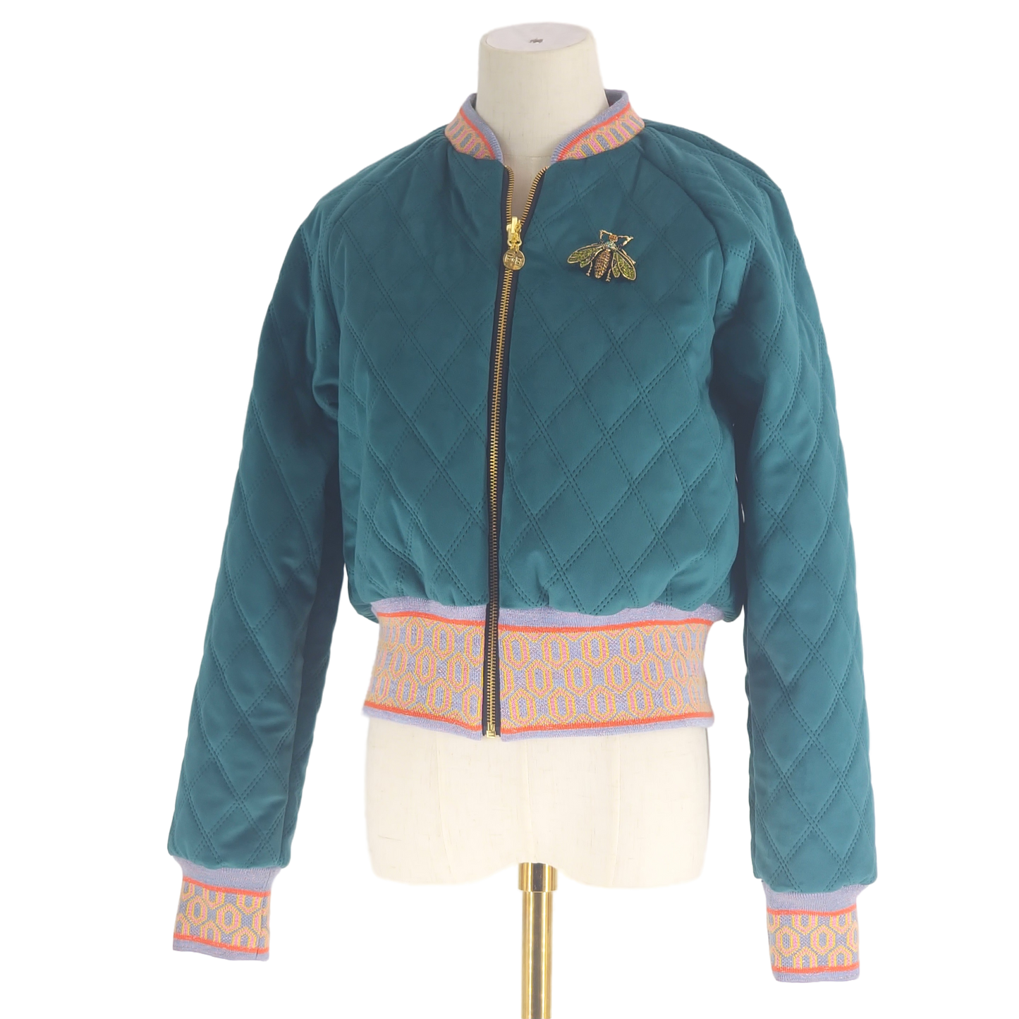 Medium Teal Quilted Velvet